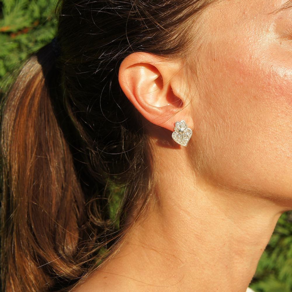 Coração de Viana I Silver Filigree Earrings - 0.8'' - Luisa Paixao | USA