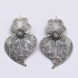 Coração de Viana I Silver Filigree Earrings 2.6"