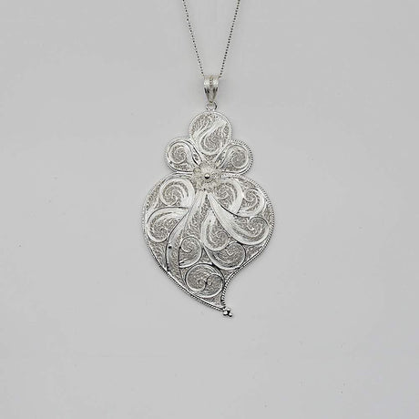 Coração de Viana I Silver Filigree Pendant 0.7 oz - 3.5''