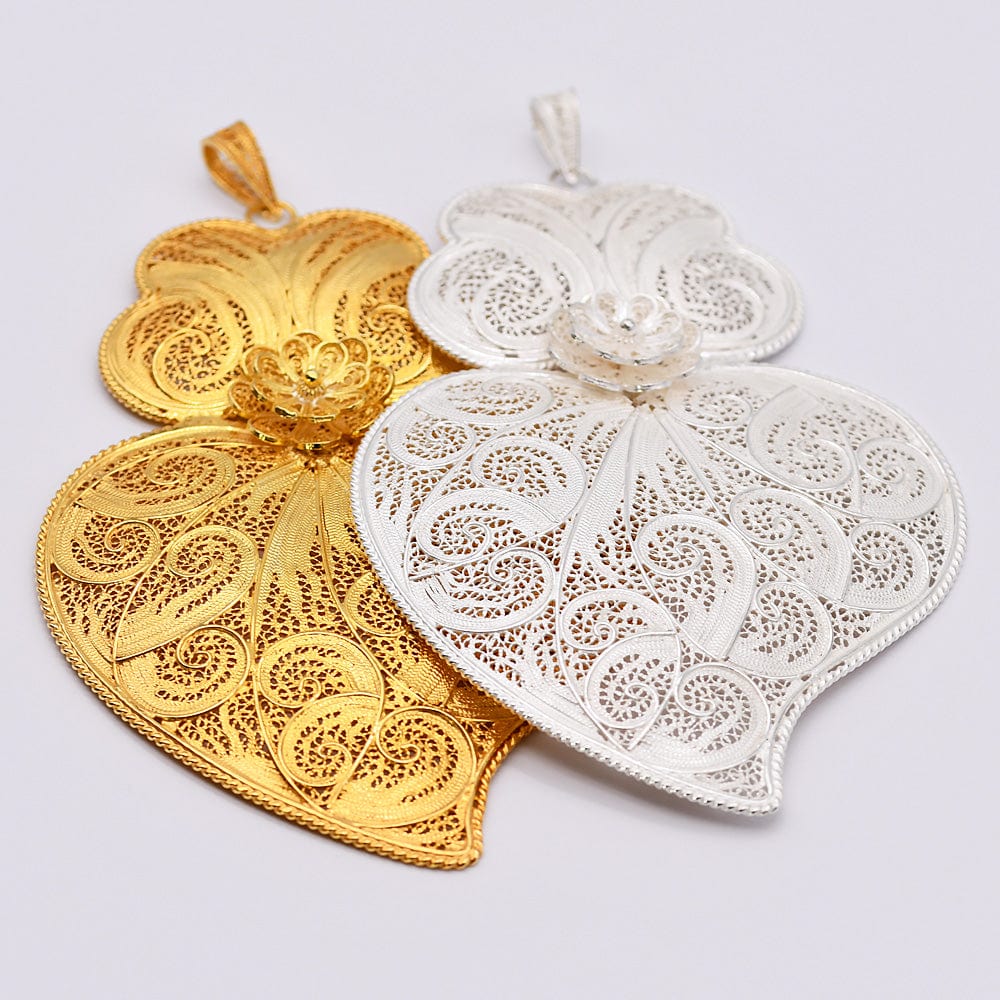 Coração de Viana I Silver Filigree Pendant 1.2 oz - 4.3"