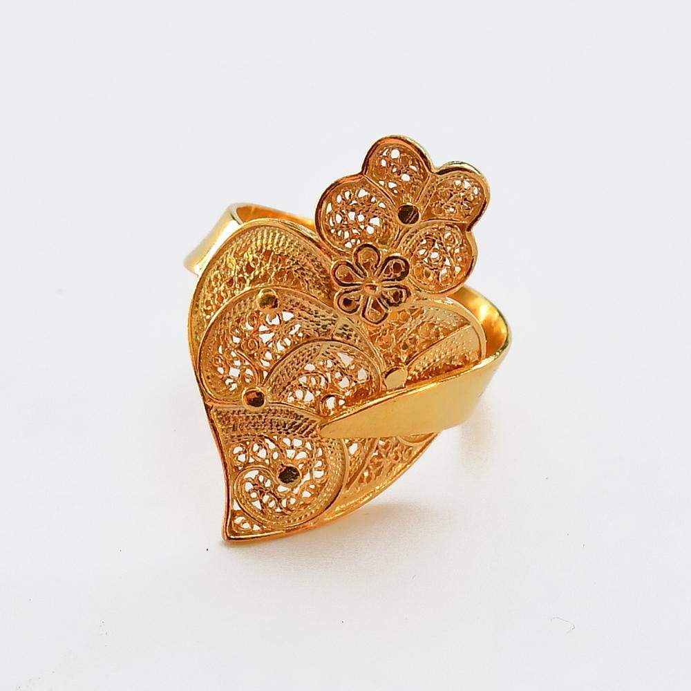 Coração de Viana I Silver Filigree Ring 1.5 oz Gold