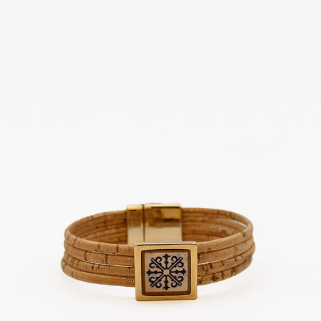 Cork Bracelet with Azulejo Medallion