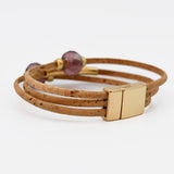 Cork Bracelet with Beads - Pink