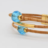 Cork Bracelet with Beads - Turquoise