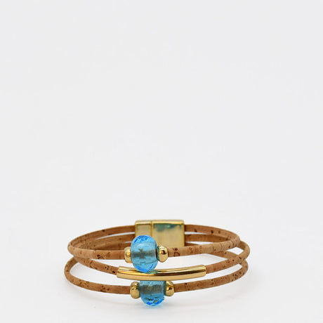 Cork Bracelet with Beads - Turquoise