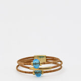Cork Bracelet with Beads - Turquoise