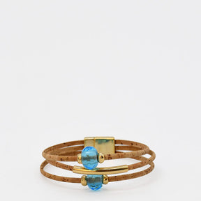Cork Bracelet with Beads - Turquoise