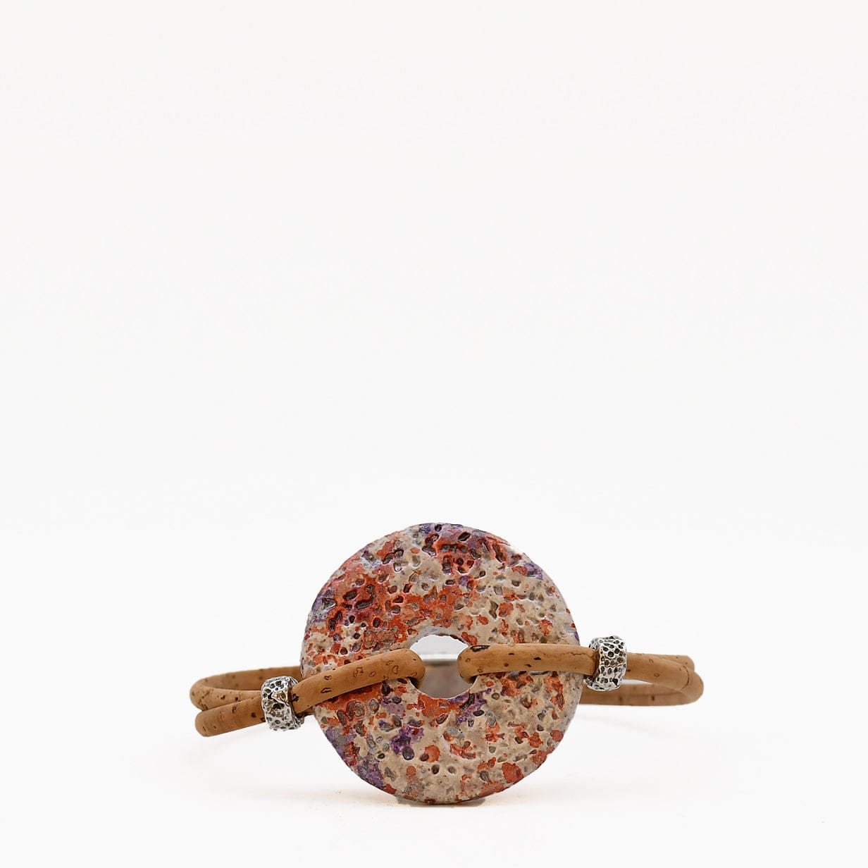 Cork Bracelet with Pink Medallion