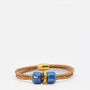 Cork bracelet with turquoise beads