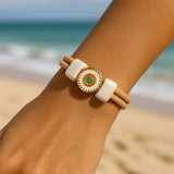 Cork Bracelet with white Beads