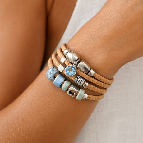 Cork Cuff Bracelet with Turquoise Beads