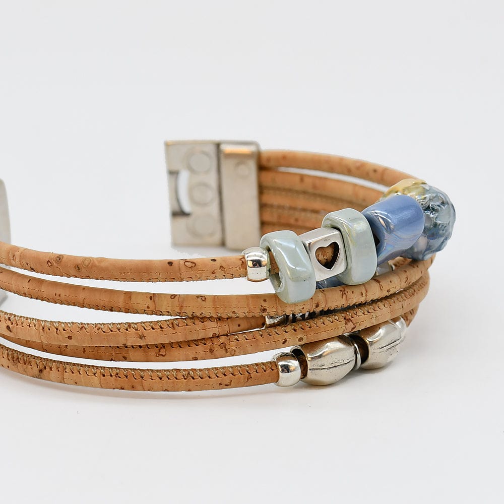 Cork Cuff Bracelet with Turquoise Beads