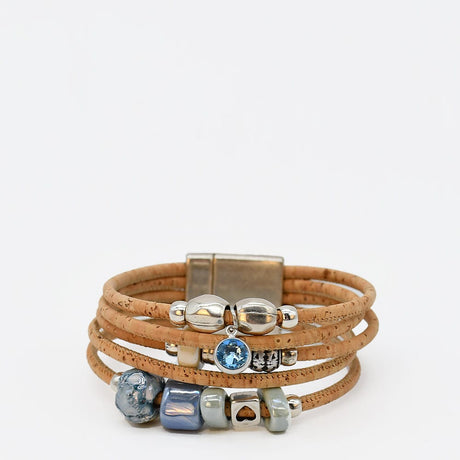 Cork Cuff Bracelet with Turquoise Beads