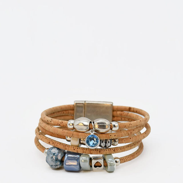 Cork Cuff Bracelet with Turquoise Beads
