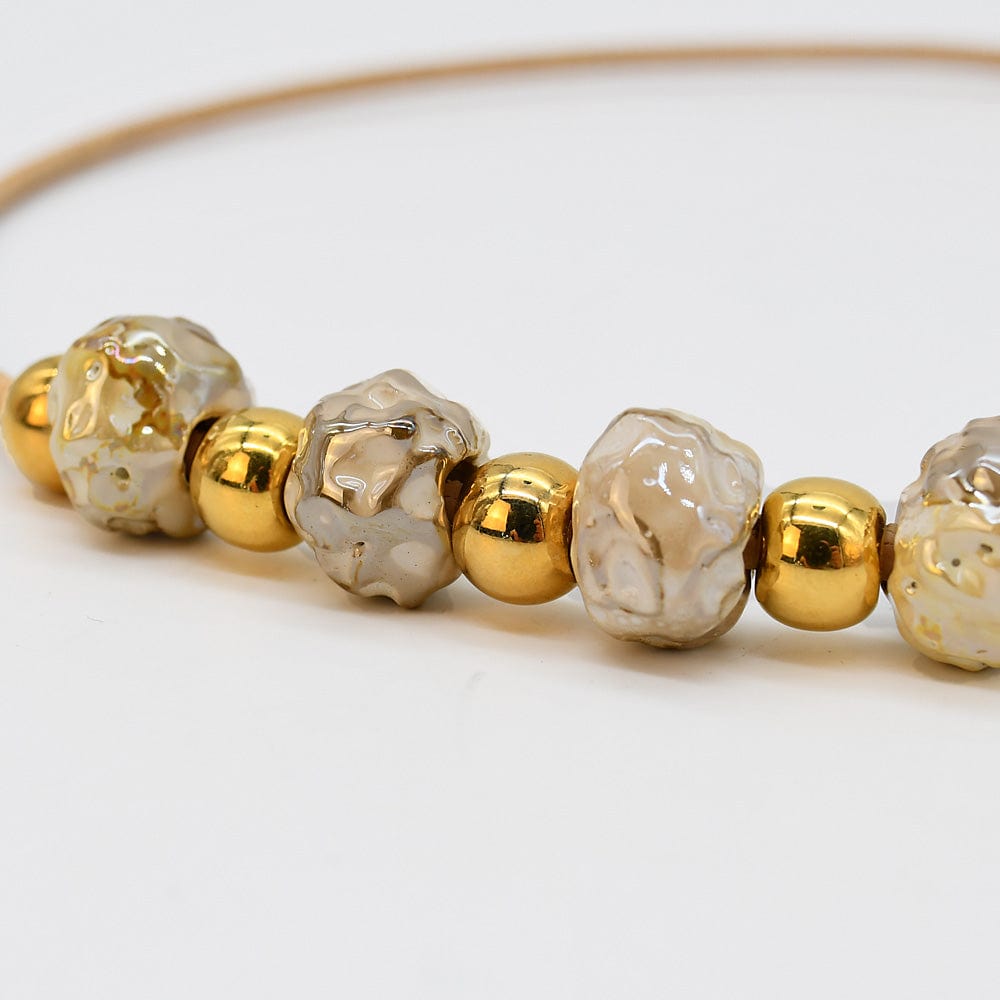 Cork Necklace with 4 Beads - Grey