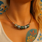 Cork Necklace with 4 Beads - Grey