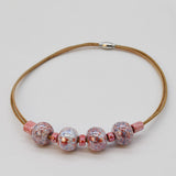 Cork Necklace with 4 Beads - Pink