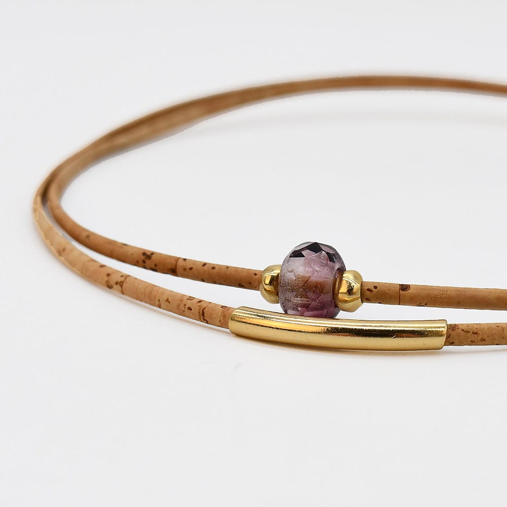 Cork Necklace with Bead - Pink