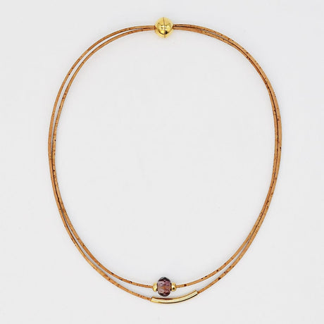 Cork Necklace with Bead - Pink