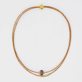 Cork Necklace with Bead - Pink