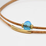 Cork Necklace with Bead - Turquoise
