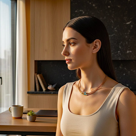 Cork Necklace with Bead - Turquoise