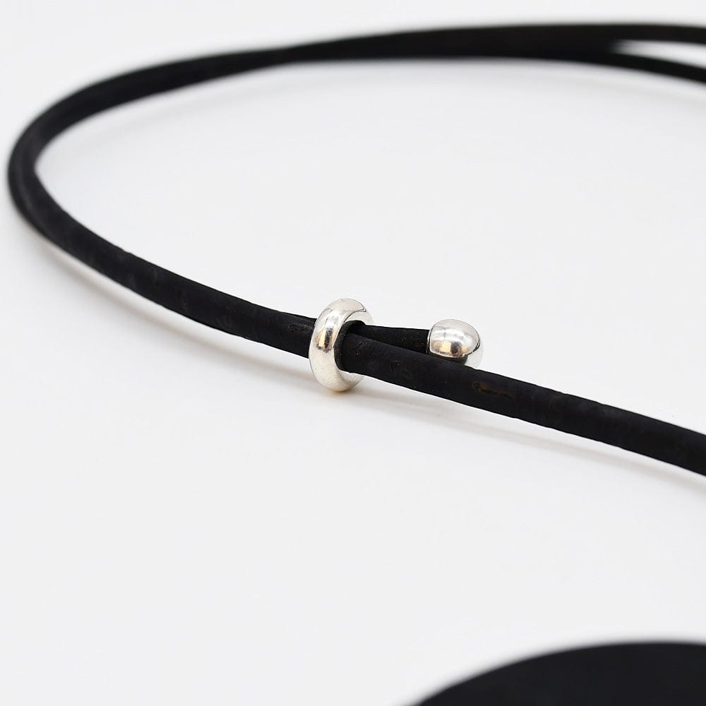 Cork Necklace with Hammered Metal Pendant