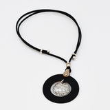 Cork Necklace with Hammered Metal Pendant