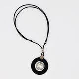 Cork Necklace with Hammered Metal Pendant