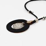 Cork Necklace with Hammered Metal Pendant