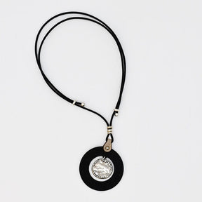 Cork Necklace with Hammered Metal Pendant