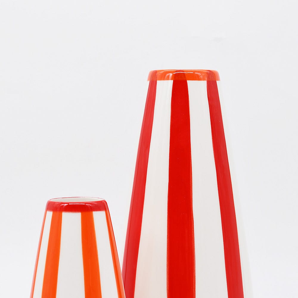 Costa nova I Striped Ceramic Vase - Red - Luisa Paixao | USA