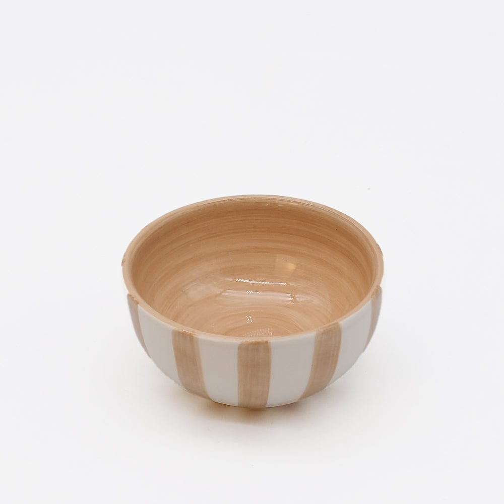Costa Nova Mar I Striped Ceramic Bowl 3.2'' - Mocha