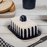 Costa Nova Mar I Striped Ceramic Butter Dish - Blue