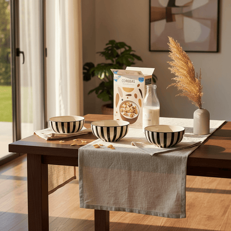 Costa Nova Mar I Striped Ceramic Cereal Bowl 6.3'' - Black