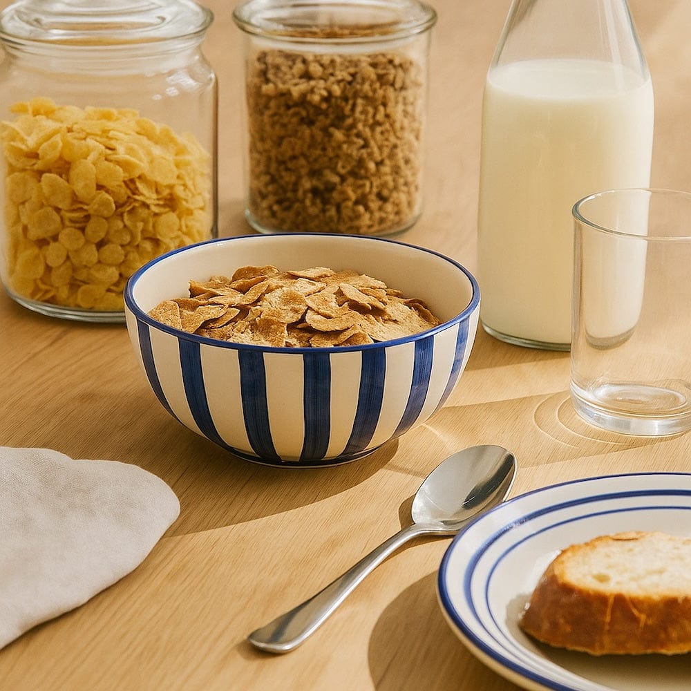 Costa Nova Mar I Striped Ceramic Cereal Bowl 6.3'' - Blue