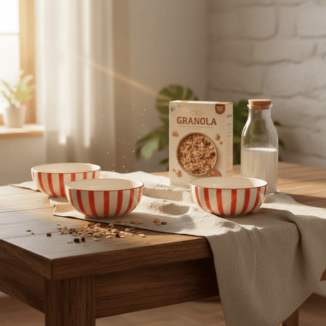 Costa Nova Mar I Striped Ceramic Cereal Bowl 6.3'' - Red