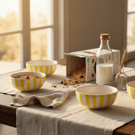 Costa Nova Mar I Striped Ceramic Cereal Bowl 6.3'' - Yellow