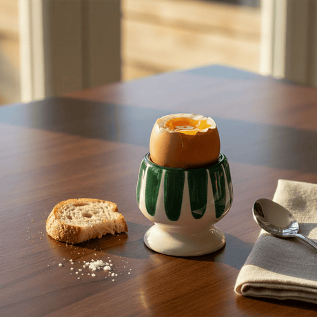 Costa Nova Mar I Striped Ceramic Egg Cup - Green