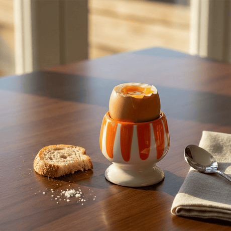Costa Nova Mar I Striped Ceramic Egg Cup - Orange