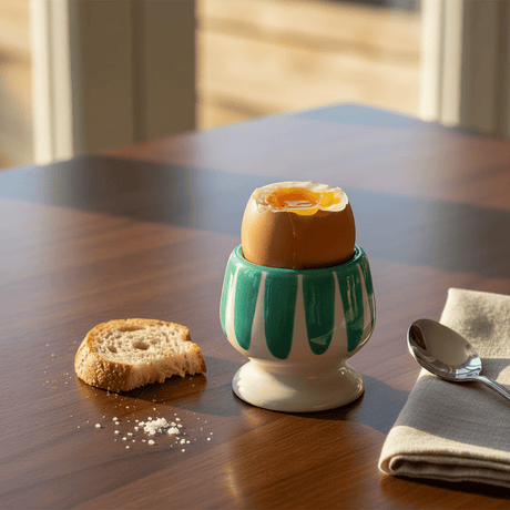 Costa Nova Mar I Striped Ceramic Egg Cup - Turquoise