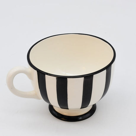 Costa Nova Mar I Striped Ceramic Footed Mug - Black