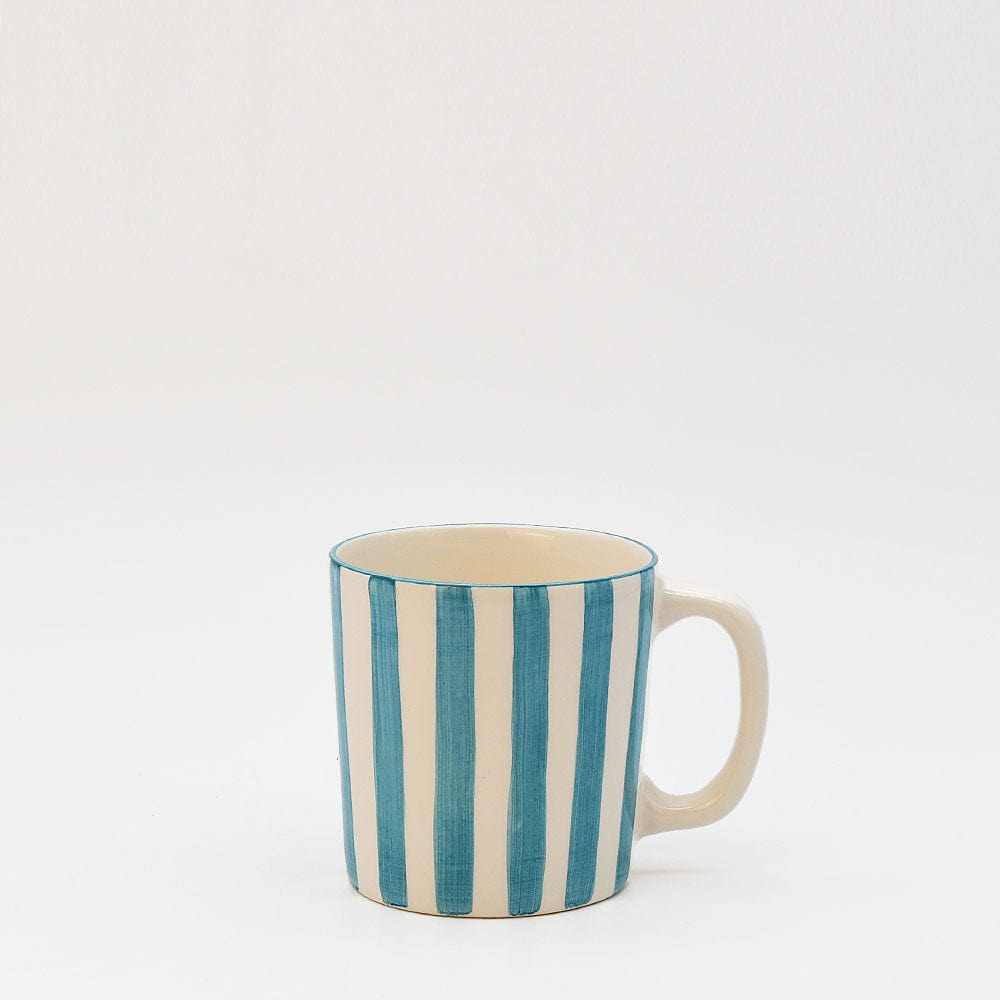Costa Nova Mar I Striped Ceramic Mug - Turquoise