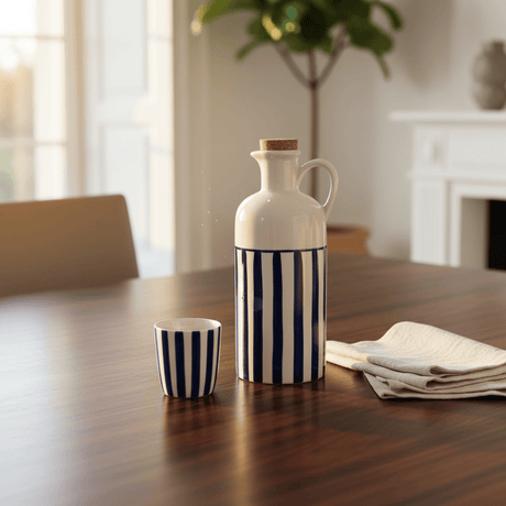 Costa Nova Mar I Striped Ceramic Pitcher 7.1'' - Blue