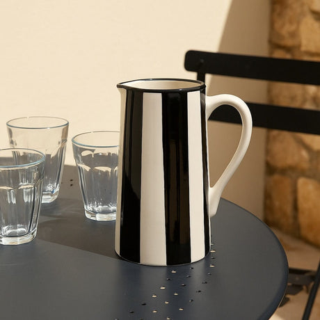 Costa Nova Mar I Striped Ceramic Pitcher - Black