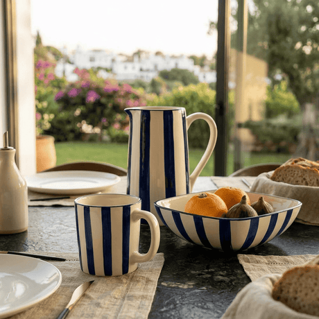 Costa Nova Mar I Striped Ceramic Pitcher - Black