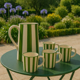 Costa Nova Mar I Striped Ceramic Pitcher - Green