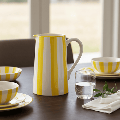Costa Nova Mar I Striped Ceramic Pitcher - Yellow