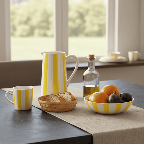 Costa Nova Mar I Striped Ceramic Pitcher - Yellow