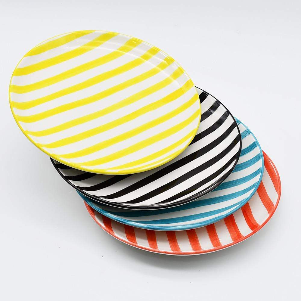 Costa Nova Mar I Striped Ceramic Plate 5.9'' - Black